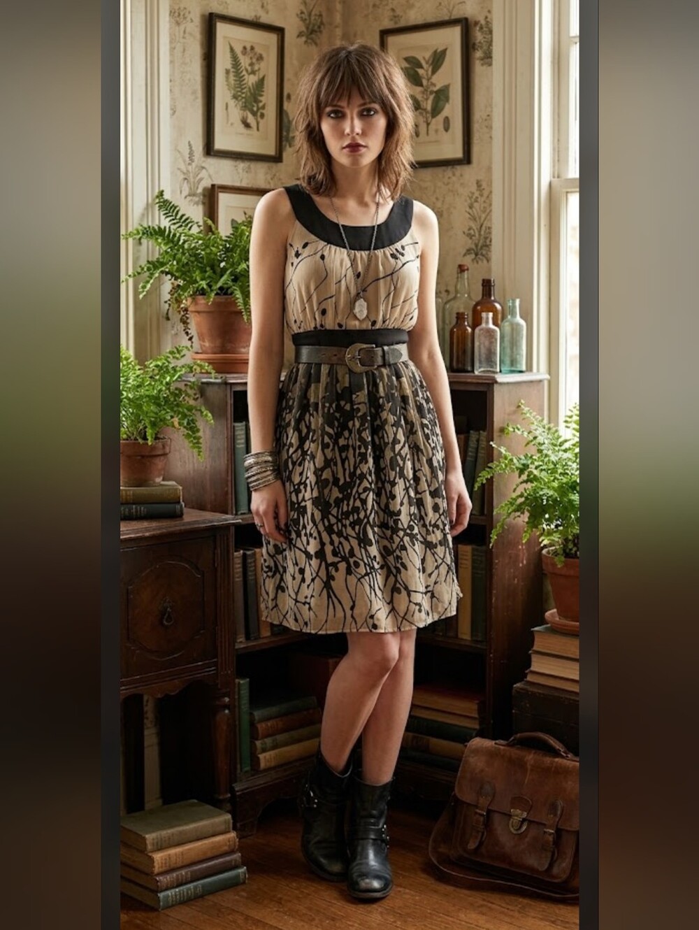 NWT Jonathan Martin Empire Fit Flare Dress 12 Forestfairy Earthy Bo Y2K